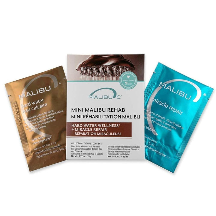Malibu C front view of both remedy packets showing compact convenience and clarity benefit