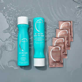 Malibu C label close-up emphasizing vegan, sulfate-free and color-lock benefits