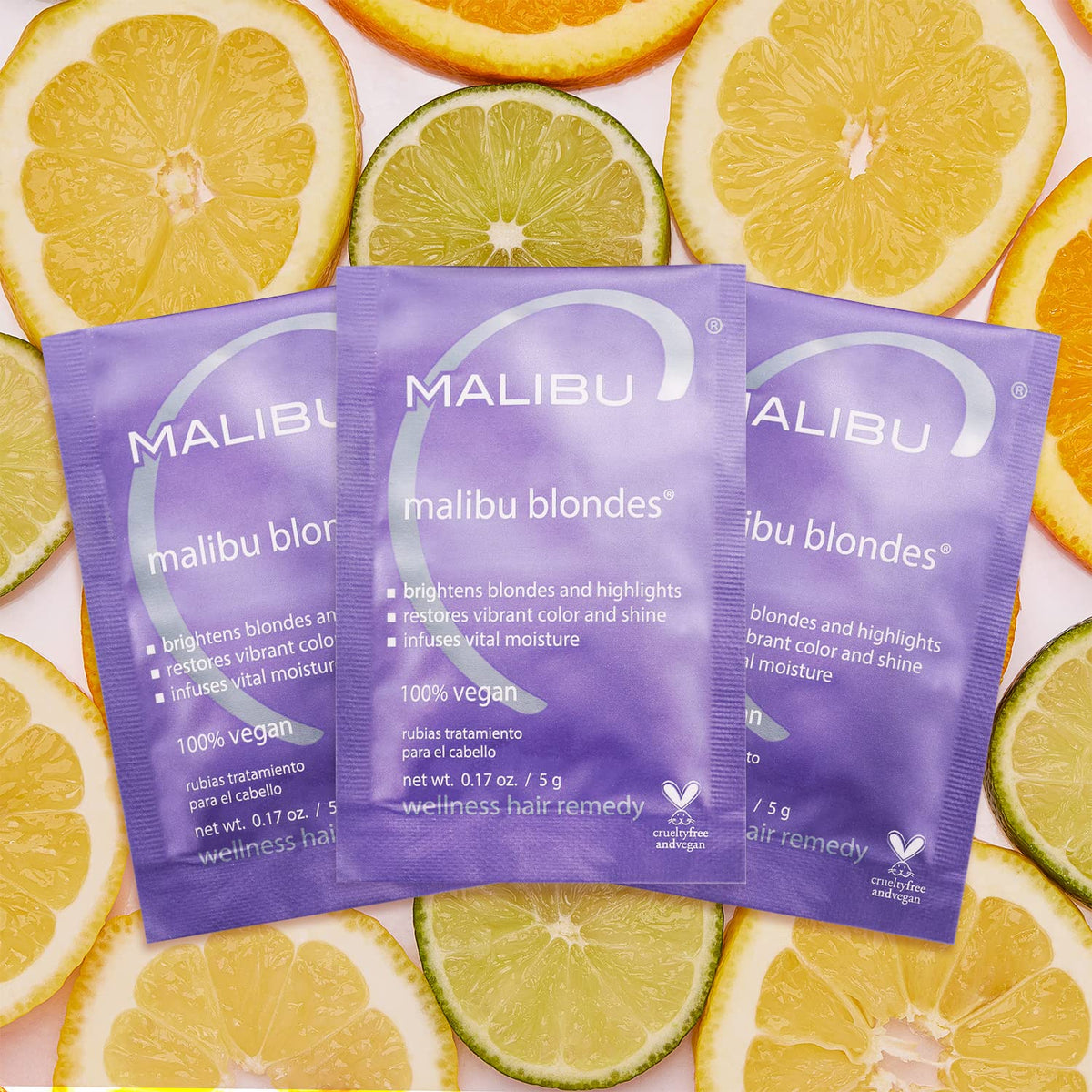 Malibu C open packet with powder texture highlighting concentrated formula