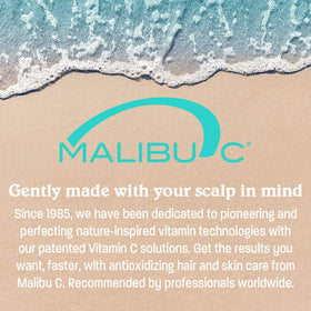 Malibu C shampoo being applied in shower showing easy use and buildup removal benefit