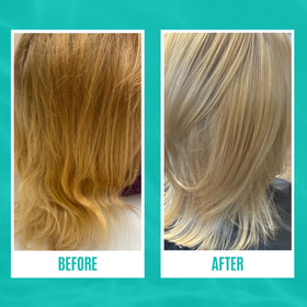 Malibu C shampoo lather on wet hair providing visible residue removal