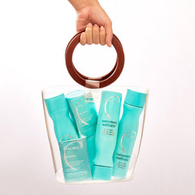 Malibu C travel kit with towel and goggles for poolside hair care