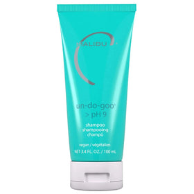 Malibu C front packaging travel size showing bottle and label, clear professional branding benefits