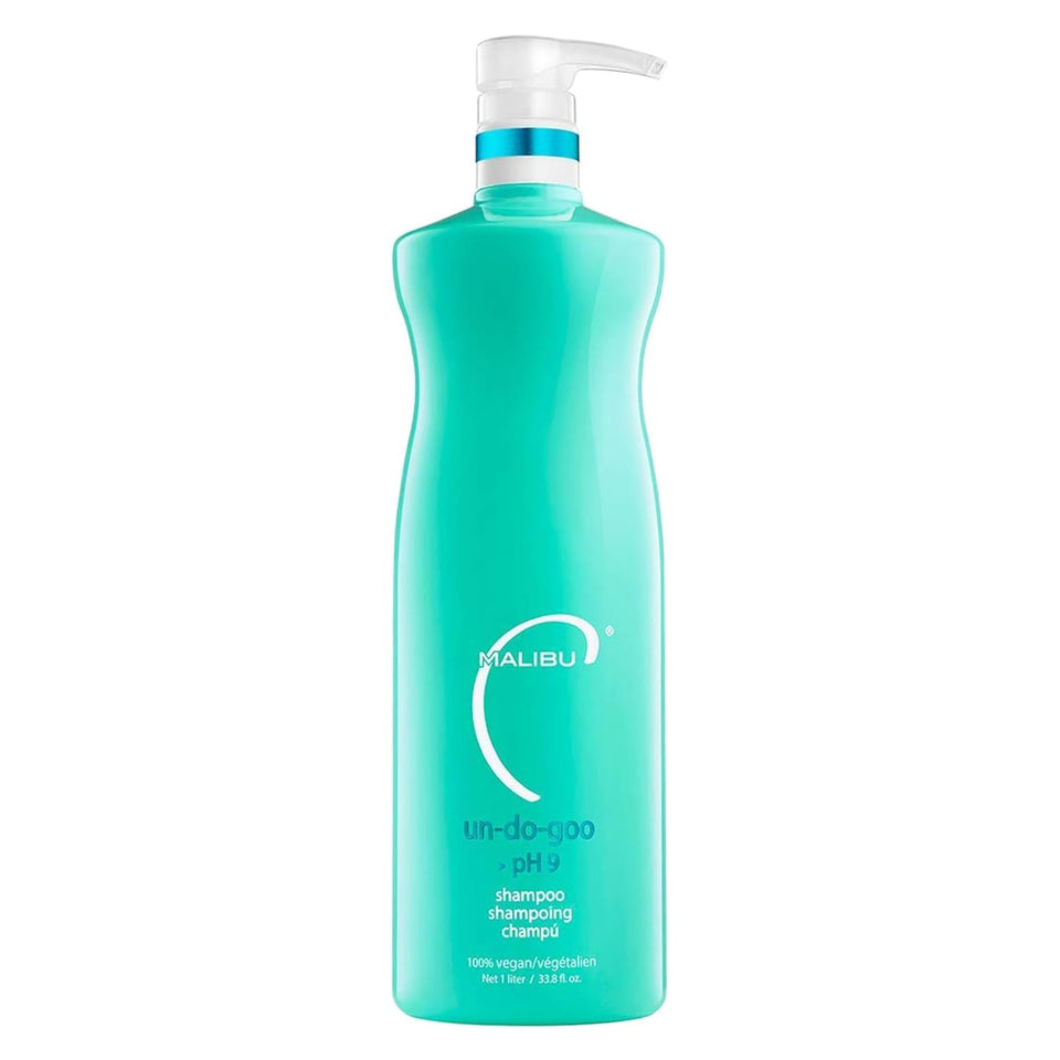 Malibu C front pump bottle showing product and size benefit