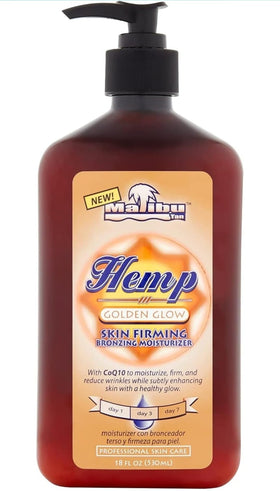 Malibu Tan bottle front view showing label and medium-deep shade benefits