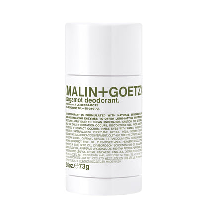MALIN+GOETZ front view of bergamot deodorant for clean appearance