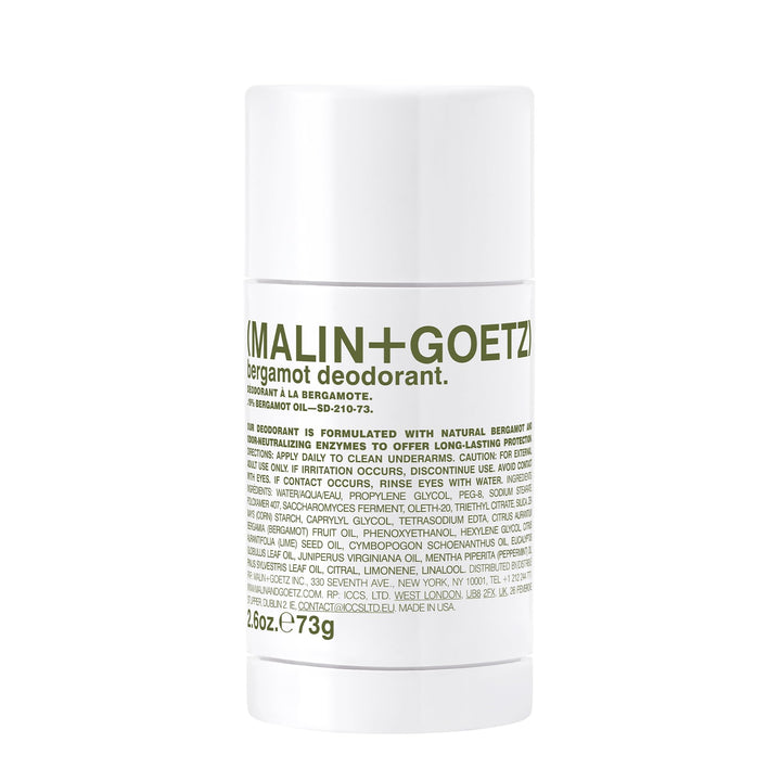 MALIN+GOETZ front view of bergamot deodorant for clean appearance