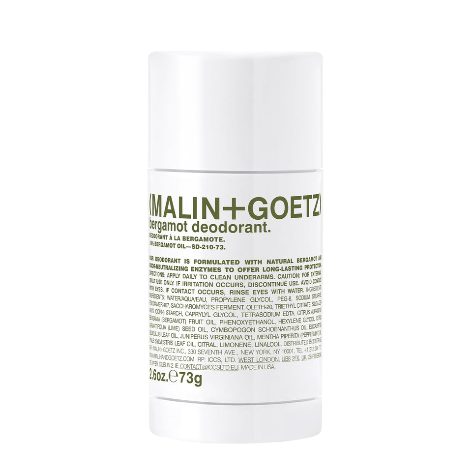 MALIN+GOETZ front view of bergamot deodorant for clean appearance