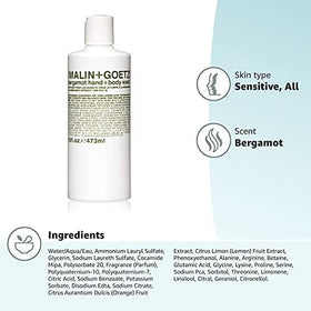 MALIN+GOETZ clear gel texture on pump demonstrating hydrating lather benefit