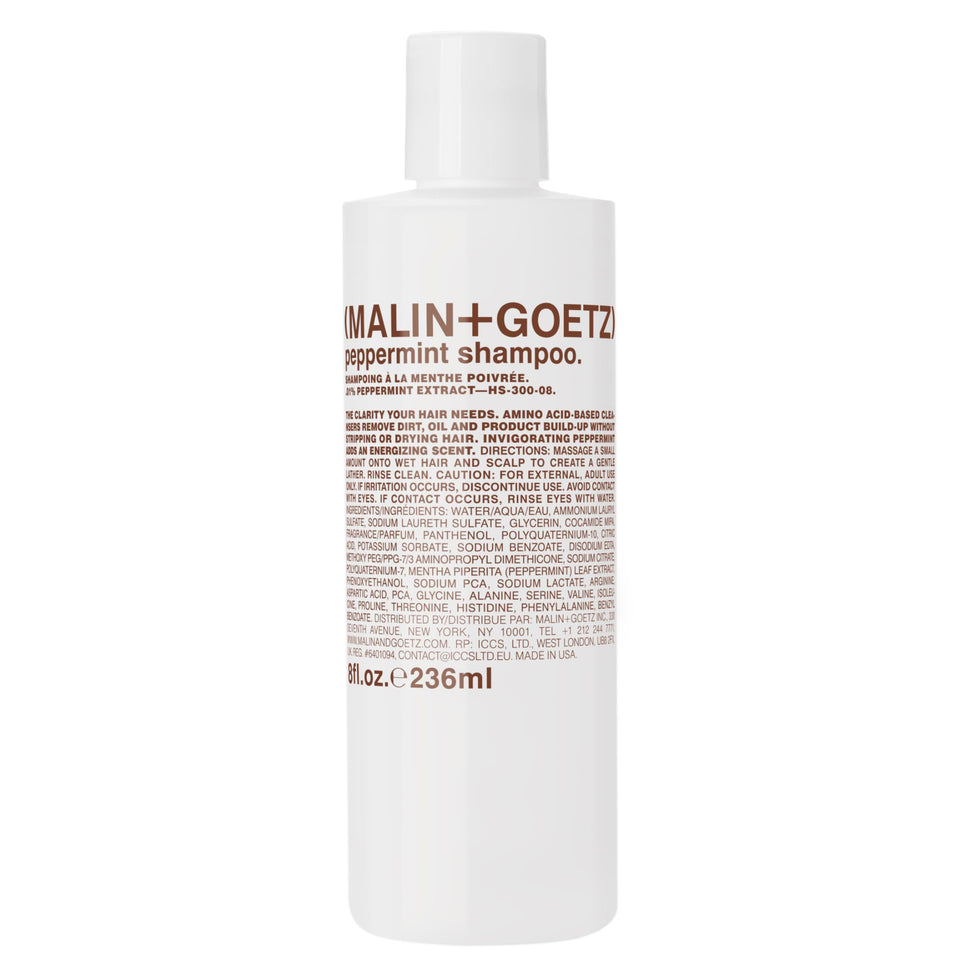 Malin + Goetz front bottle showing product and clean design for easy identification