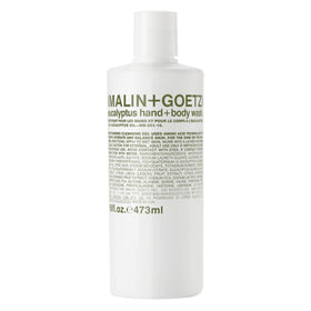 MALIN+GOETZ front bottle view showing eucalyptus label and clean design benefits clarity