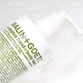 MALIN+GOETZ ingredient label highlighting eucalyptus and amino-acid cleansers for transparency
