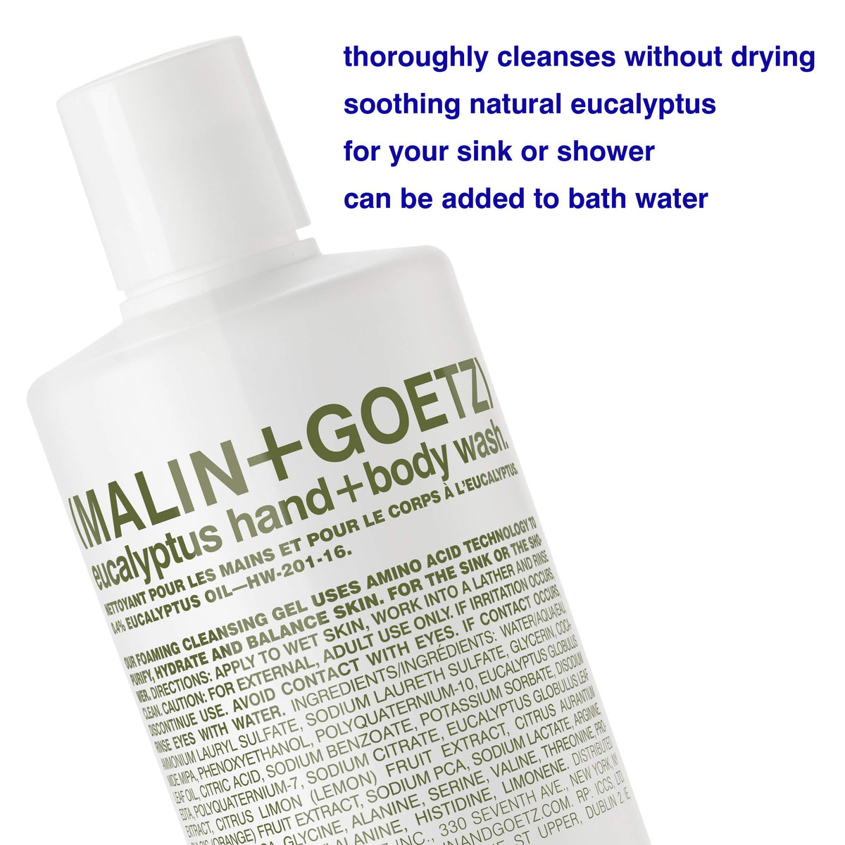 MALIN+GOETZ pump action producing foamy lather for easy, efficient cleansing