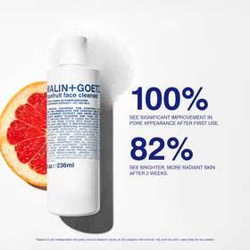 MALIN+GOETZ cleanser pouring into hand demonstrating easy dispense and usage