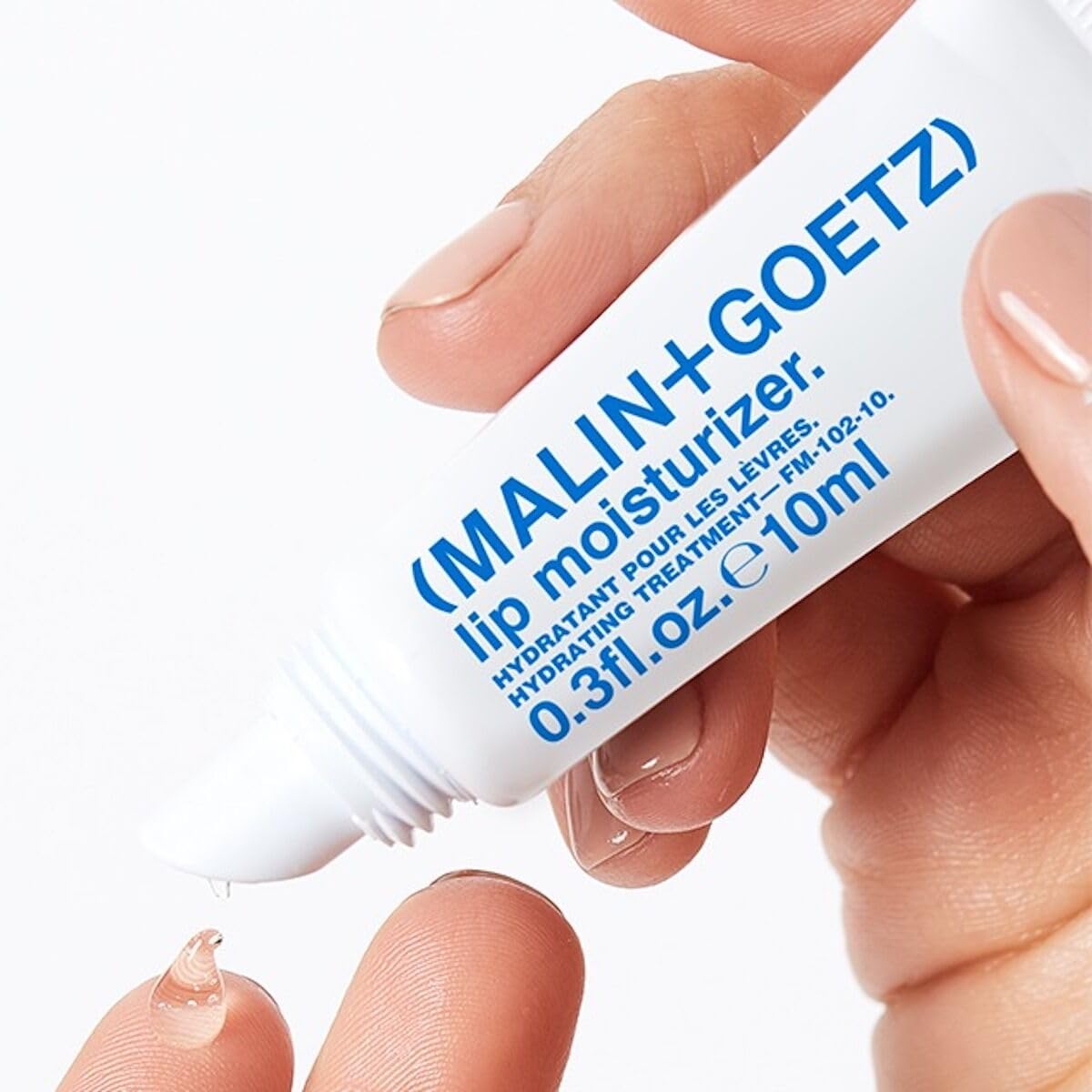 MALIN+GOETZ clear gel texture close-up highlighting quick absorption
