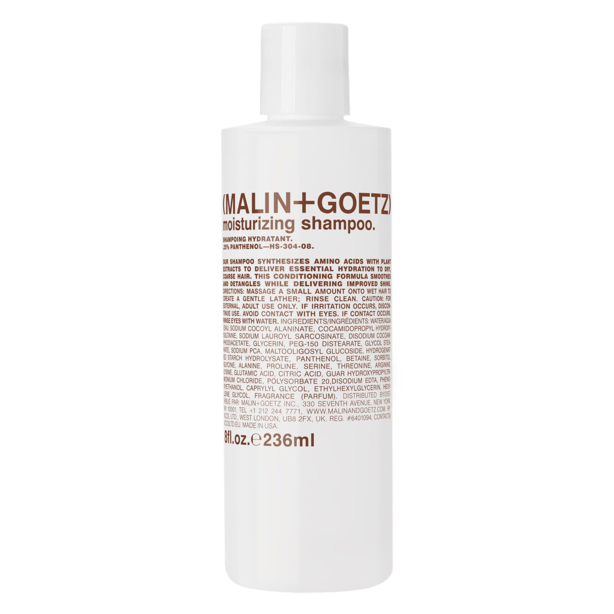MALIN+GOETZ front bottle shot showing minimalist packaging and travel-friendly design