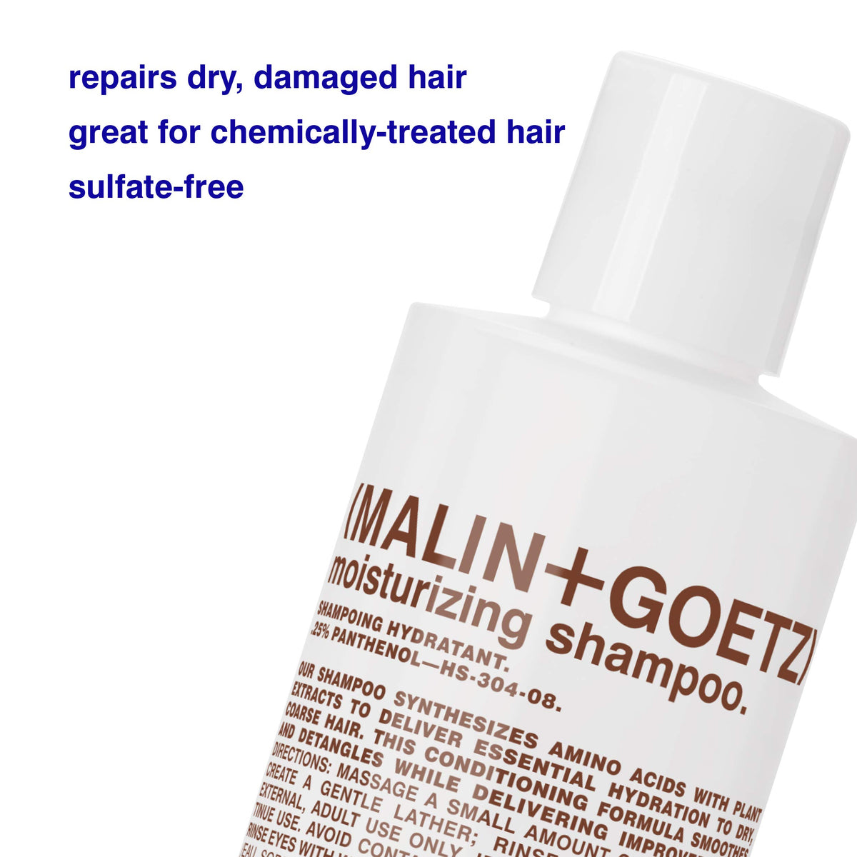 MALIN+GOETZ shampoo texture and foam on hand illustrating gentle lather and hydration