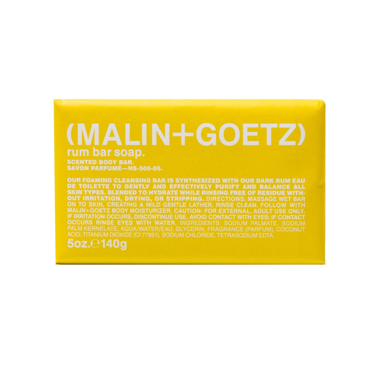 MALIN+GOETZ rum bar front packaging showing size and label, highlights quality