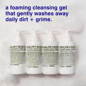 MALIN+GOETZ label close-up showing ingredients and clean formulation details