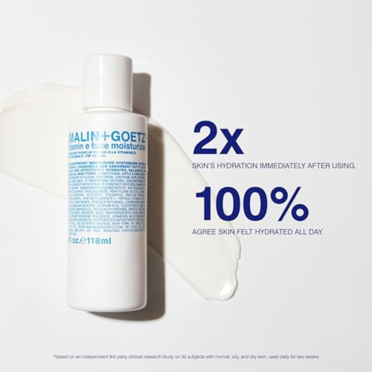 MALIN+GOETZ close-up of lightweight cream texture demonstrating quick absorption benefit