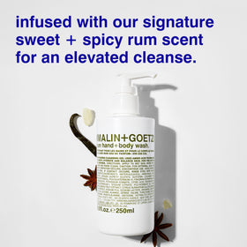 MALIN+GOETZ foam texture on palm illustrating gentle lathering and hydration