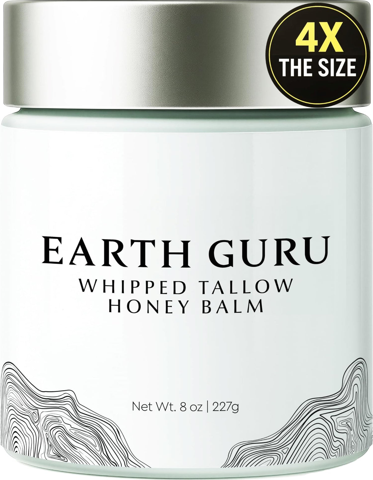 MalloMe Earth Guru XL front jar showing label and 8 oz size benefits