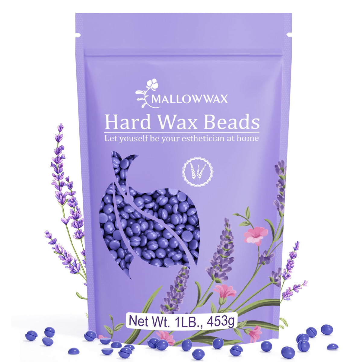 Mallowwax front packaging showing lavender scent and 16 oz size with clear benefit