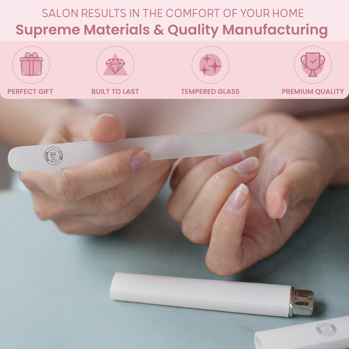 Malva Belle with protective case keeping glass safe for travel convenience