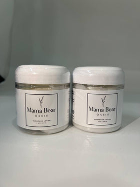 close-up of Mama Bear Oasis cream texture on fingertip showing quick absorption benefit