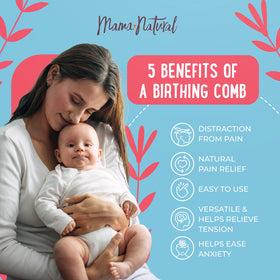 Mama Natural comb in a birth bag on bedside table for ready-to-use support