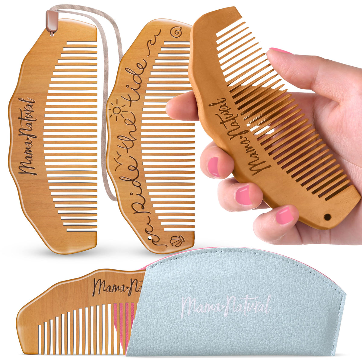 Mama Natural Tide Comb front view showing ergonomic shape and comfort