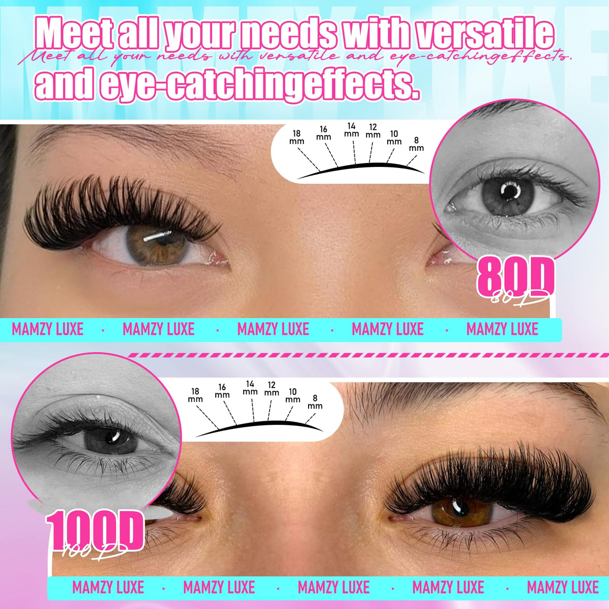 Mamzy Luxe cluster close-up highlighting fluffy tips and seamless blend with natural lashes