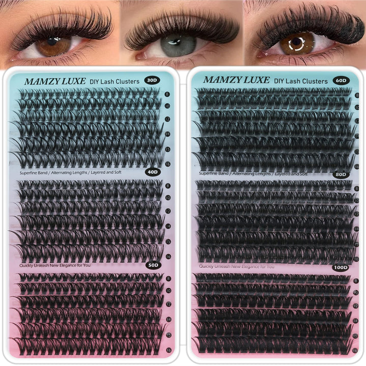 Mamzy Luxe front packaging showing complete 708-piece cluster set and benefit convenience