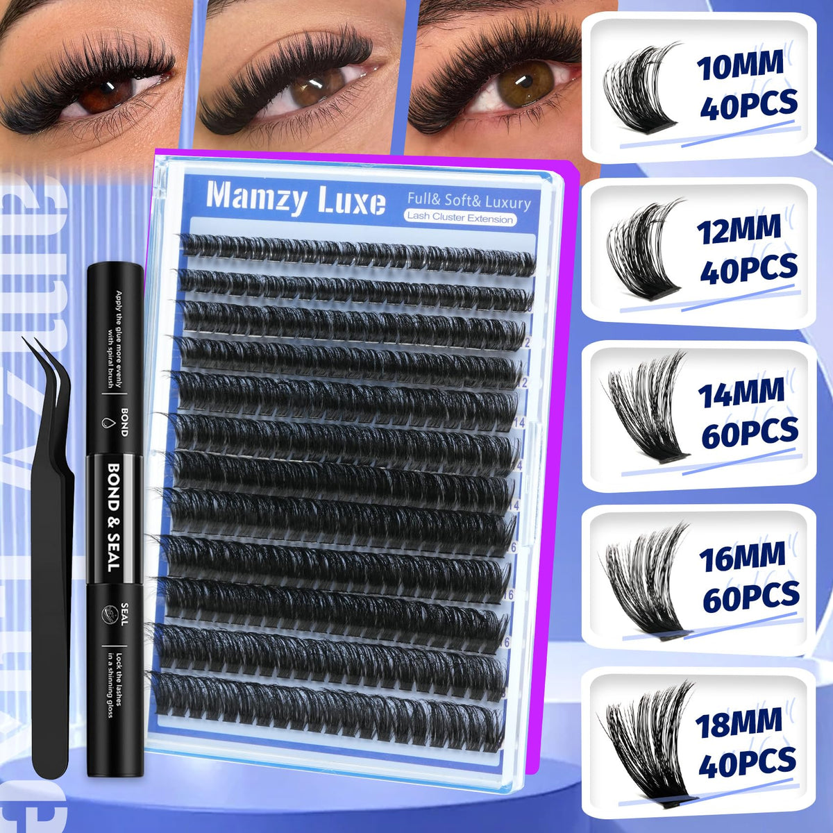 Mamzy Luxe comparison of 10–18mm lengths for customized volume benefit