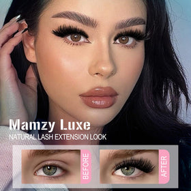 Mamzy Luxe finished eyelash look in lifestyle shot enhancing eyes