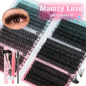 Mamzy Luxe clusters next to ruler showing size scale and length options