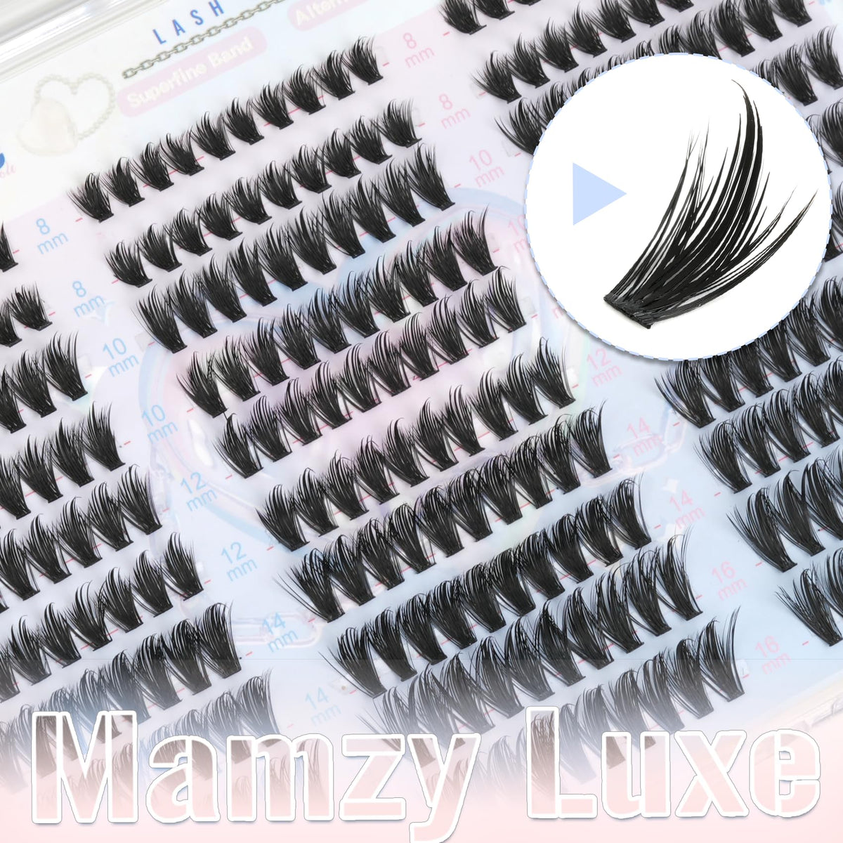 Mamzy Luxe pack opened showing 300 clusters for long-lasting supply benefit