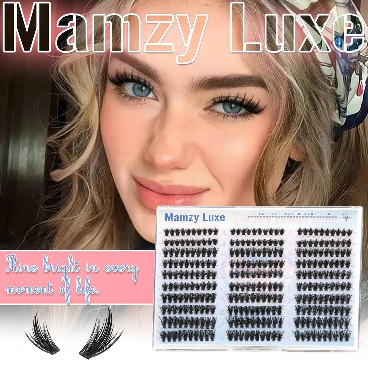 Mamzy Luxe tweezers applying a cluster demonstrating easy DIY application benefit