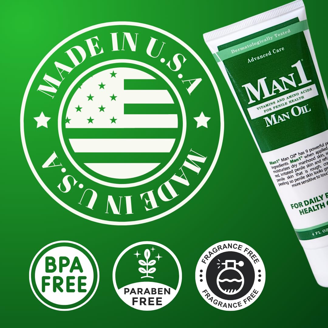 Man1 Man Oil being applied to skin illustrating easy use and soothing benefit