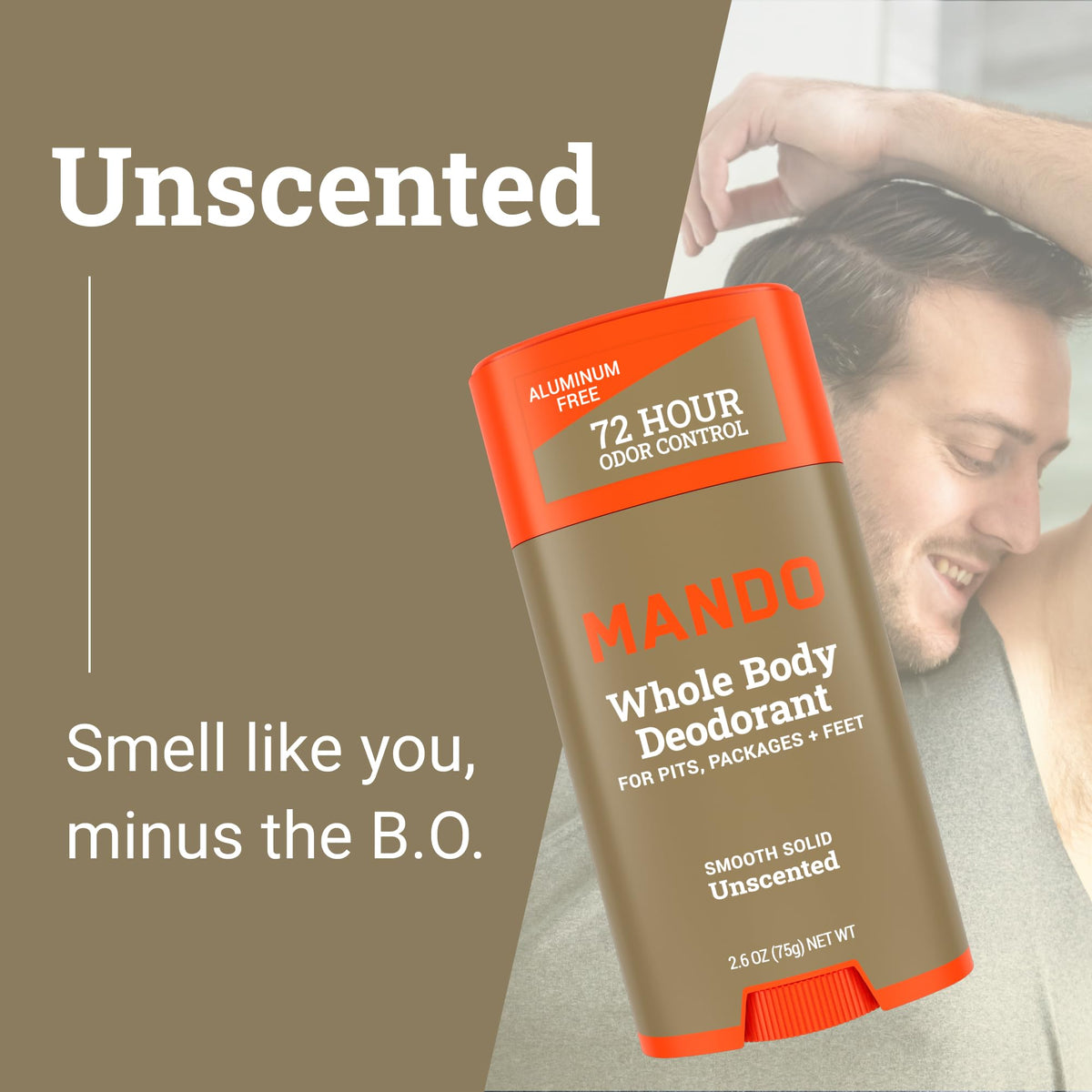 Mando applied underarm demonstrating long‑lasting odor control