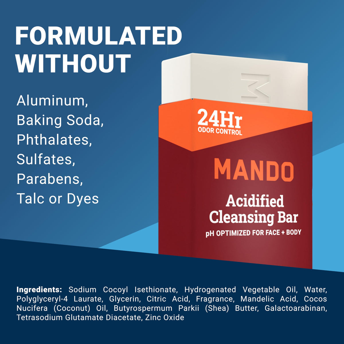 Mando bar surface with water droplets showing rinseability and conditioning