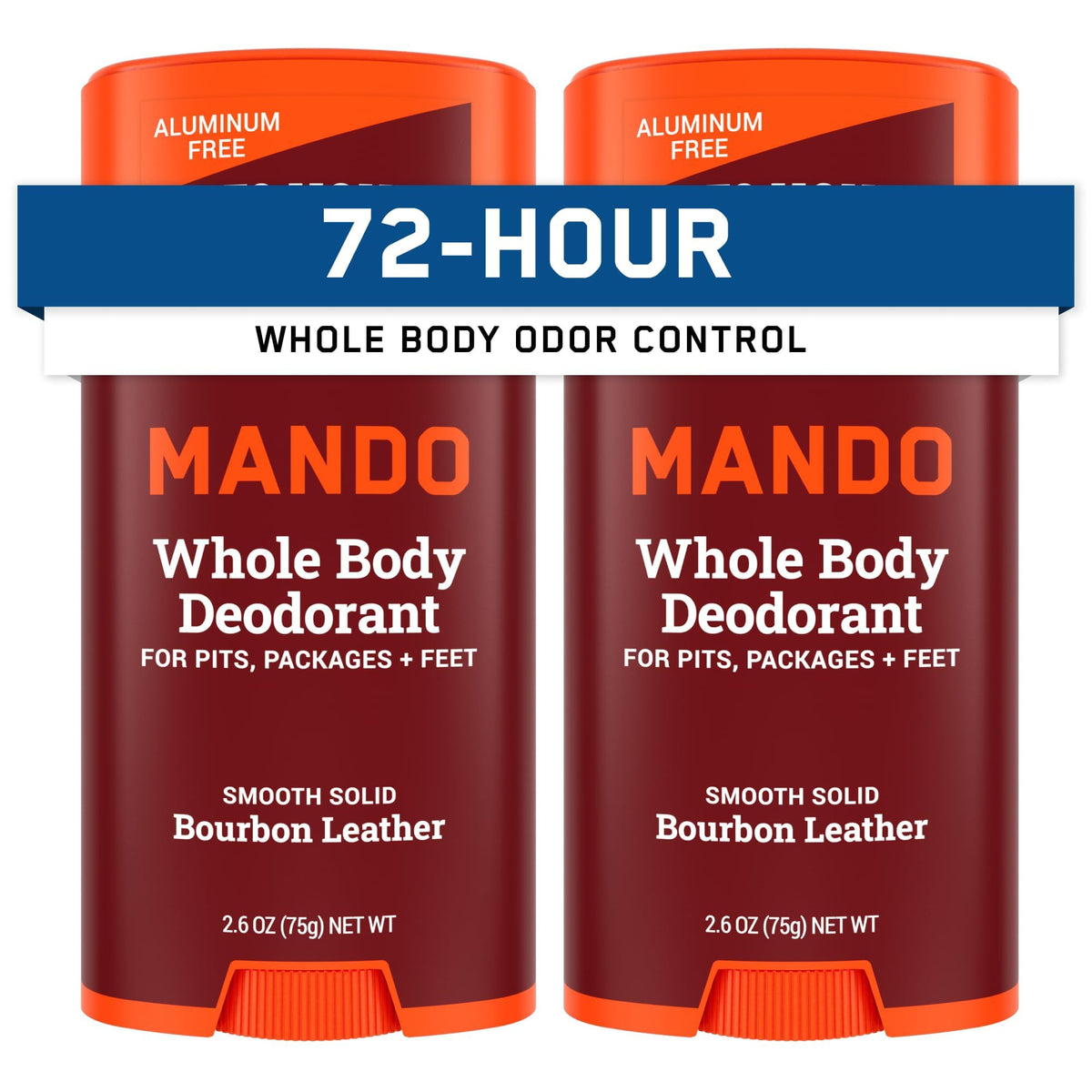Mando Bourbon Leather front packaging showing scent and pack benefits