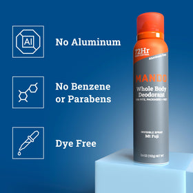 Mando can detail with hypoallergenic badge emphasizing low-irritation safety
