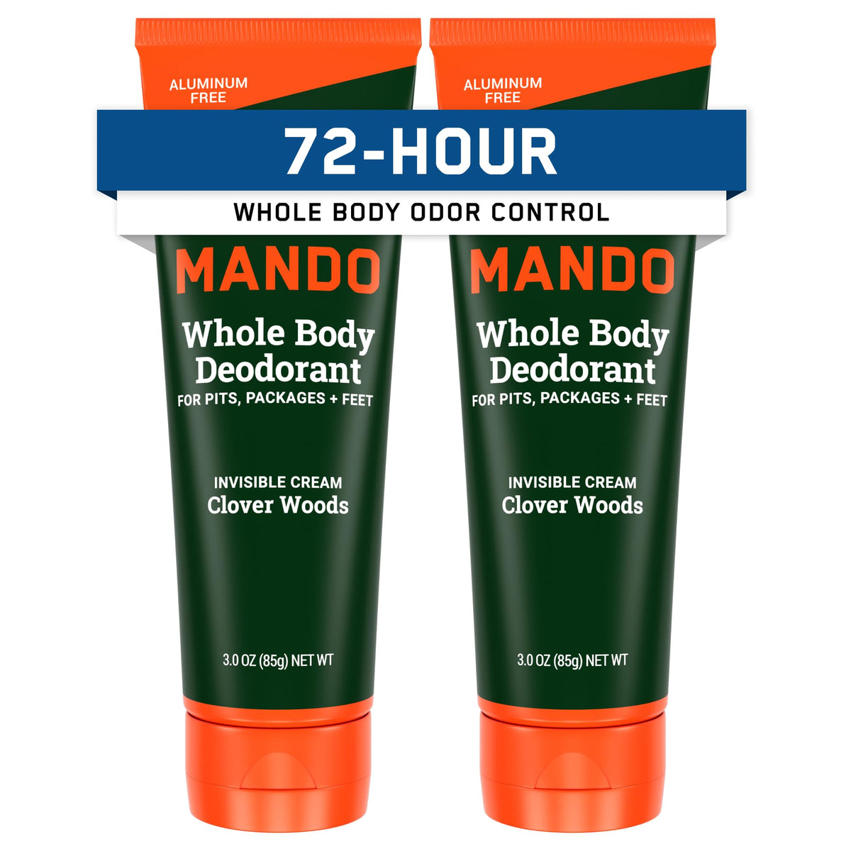 Mando front packaging showing Clover Woods scent and pack convenience