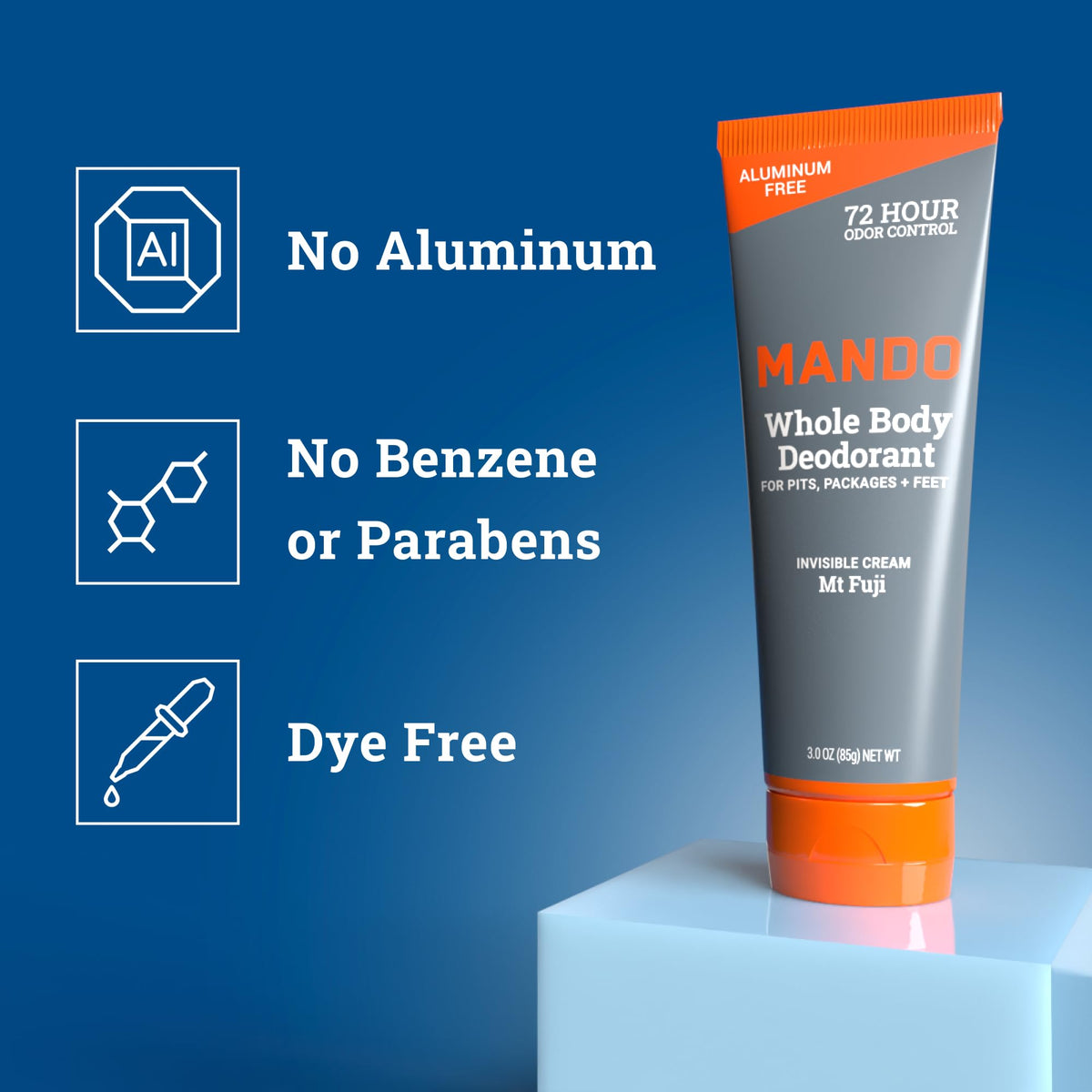 Mando cream applied to underarm demonstrating invisible finish