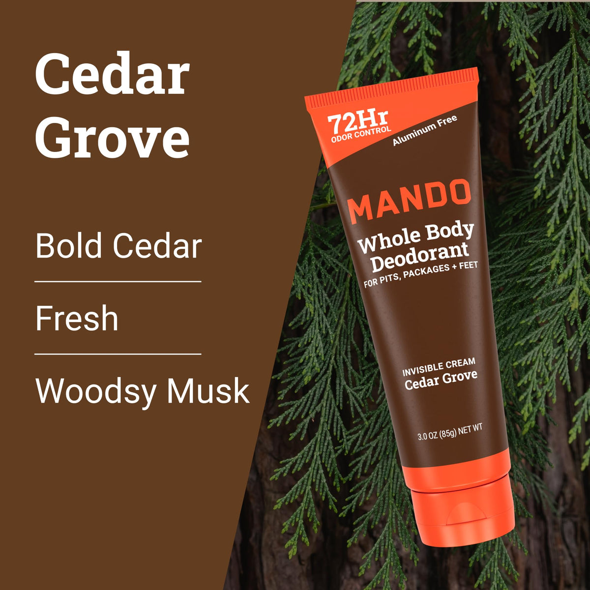 Mando applied to feet showing odor control for foot hygiene benefit