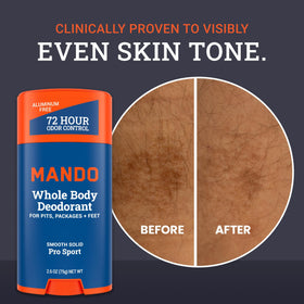 Mando foot application demo illustrating all-over use and freshness