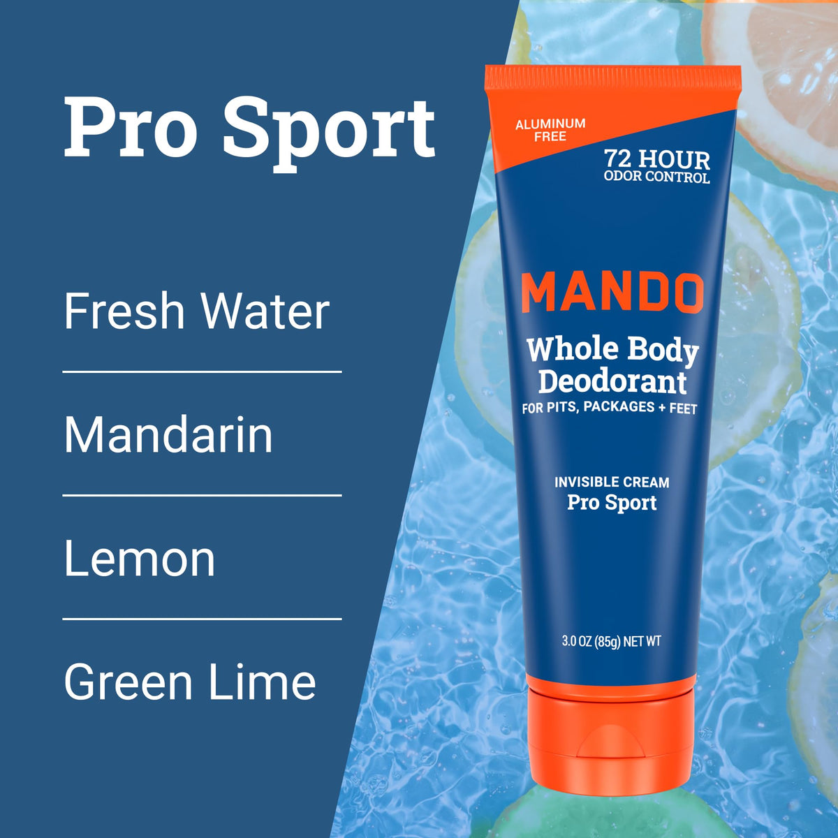 Mando applied to foot showing odor control for feet and sweat-prone areas