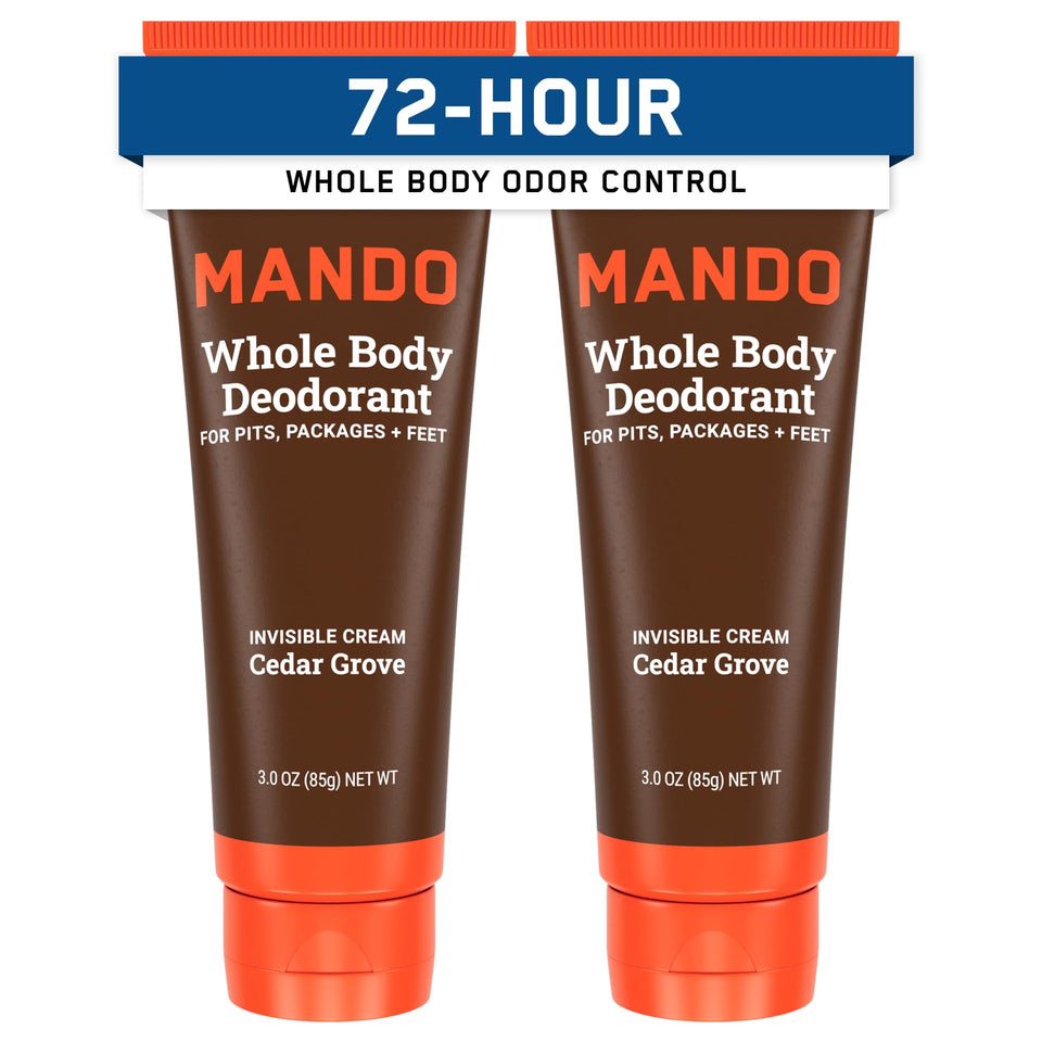 Mando front packaging showing Cedar Grove scent and pack benefits