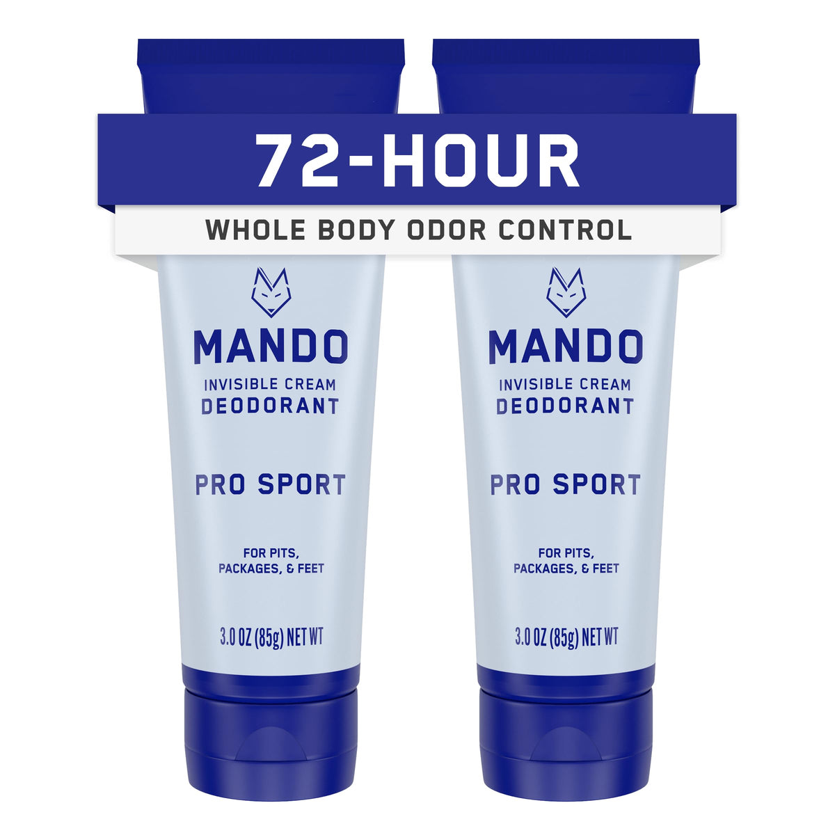 Mando front packaging showing Pro Sport two-pack and clear cream benefits